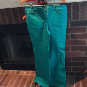 Escada Womens 36 Jeans Teal Stretch Mid Rise